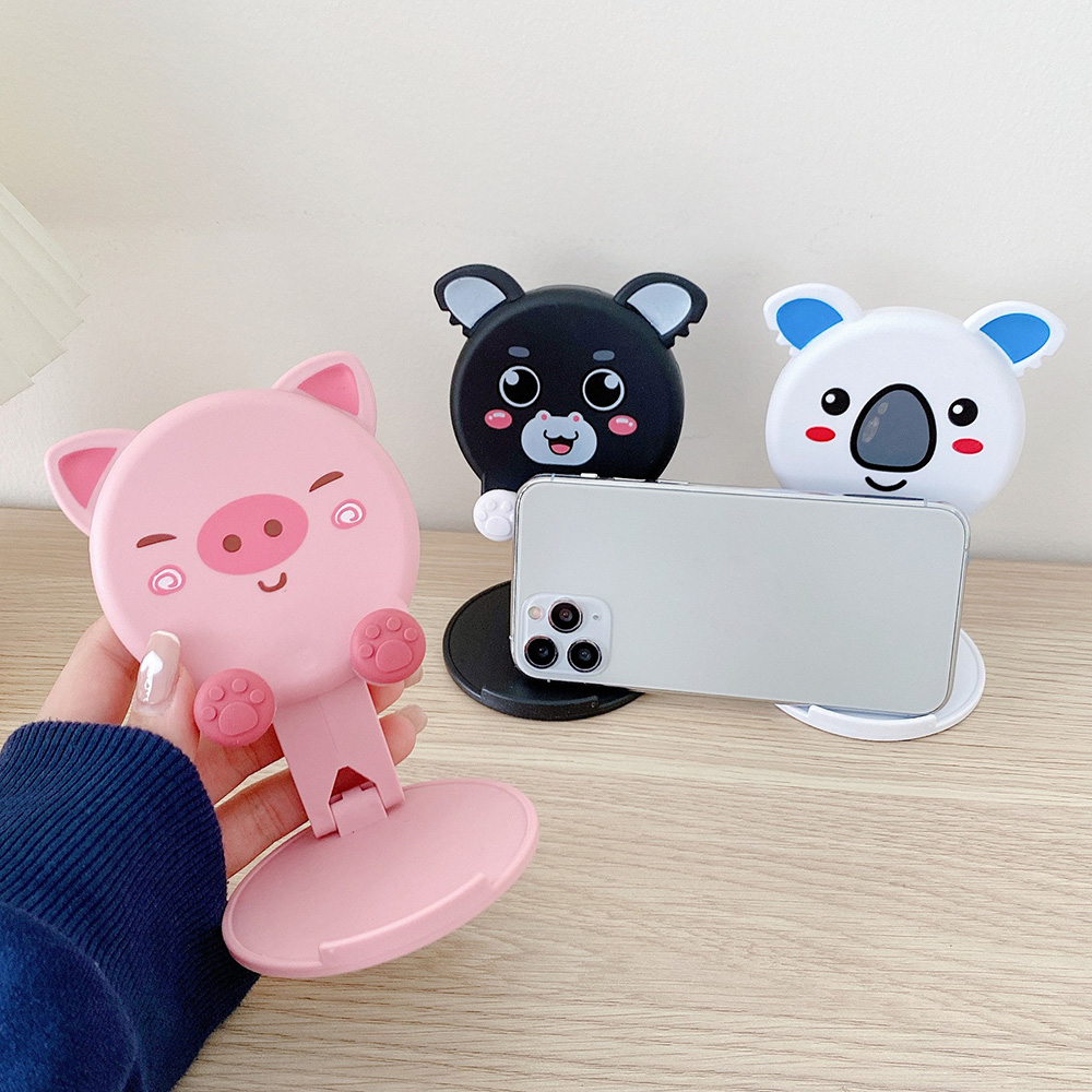 Tablet Accessories Online - Schattige dierenfiguur bureautelefoonstandaard, opvouwbaar, verstelbaar, smartphonehouder,