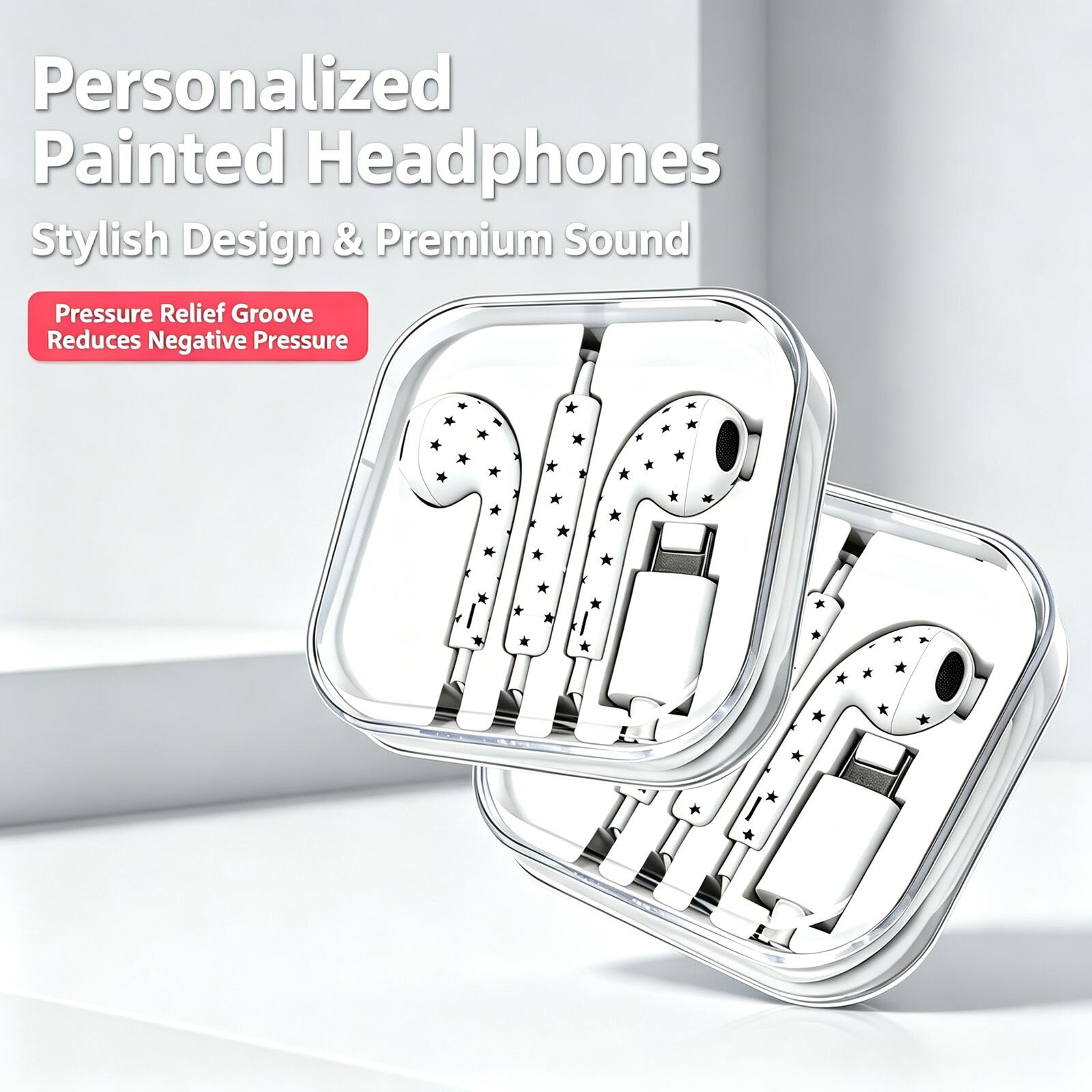 Wired Earphone Lightning - Mode Type-C bedrade oortelefoons Geschilderd sterpatroon